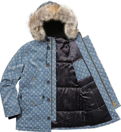 supreme louis vuitton jacquard denim n-3b parka|supreme Louis Vuitton denim.